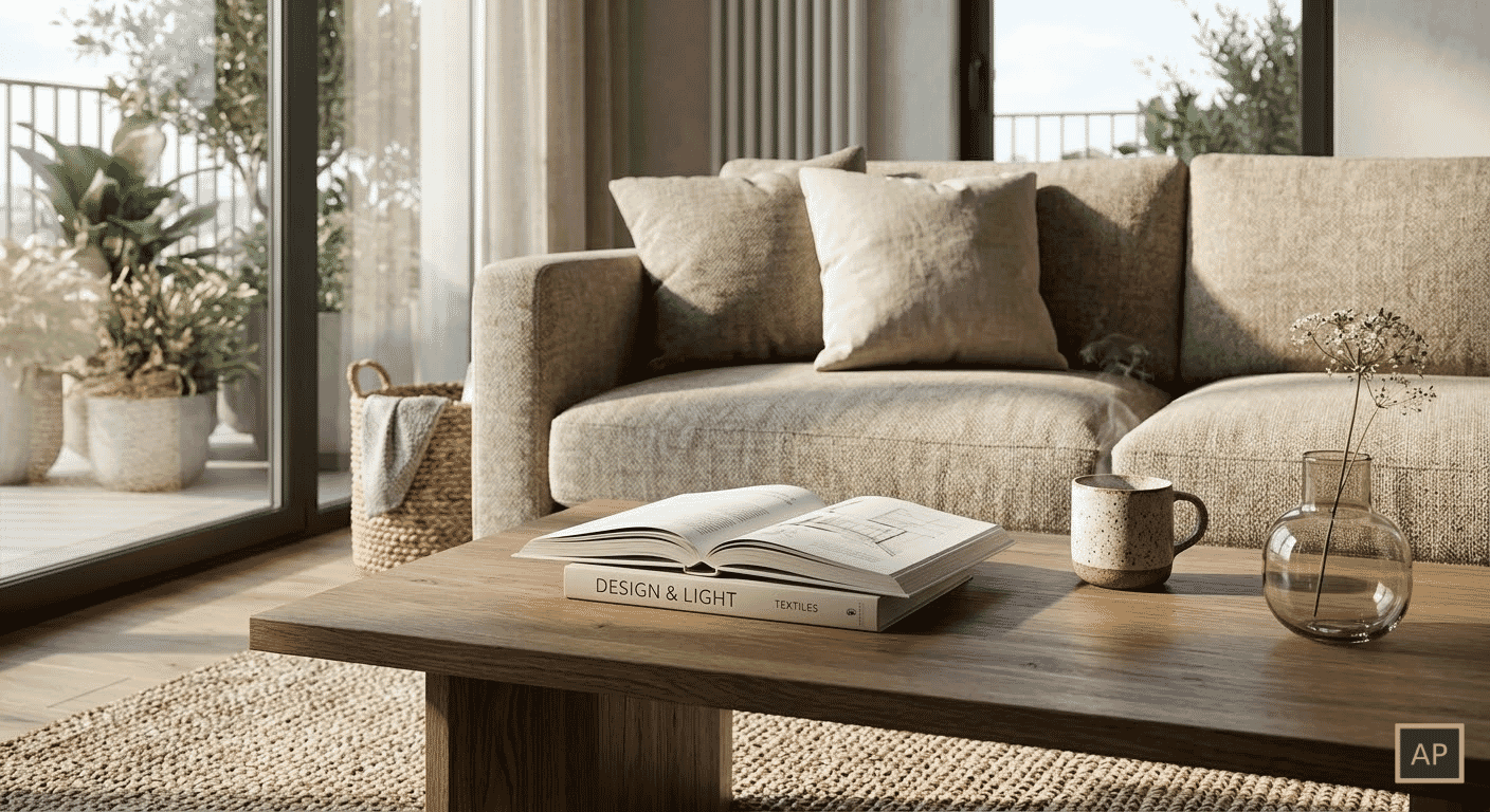 Interior Rendering Wohnbereich mit minimalistischem Design Schweiz