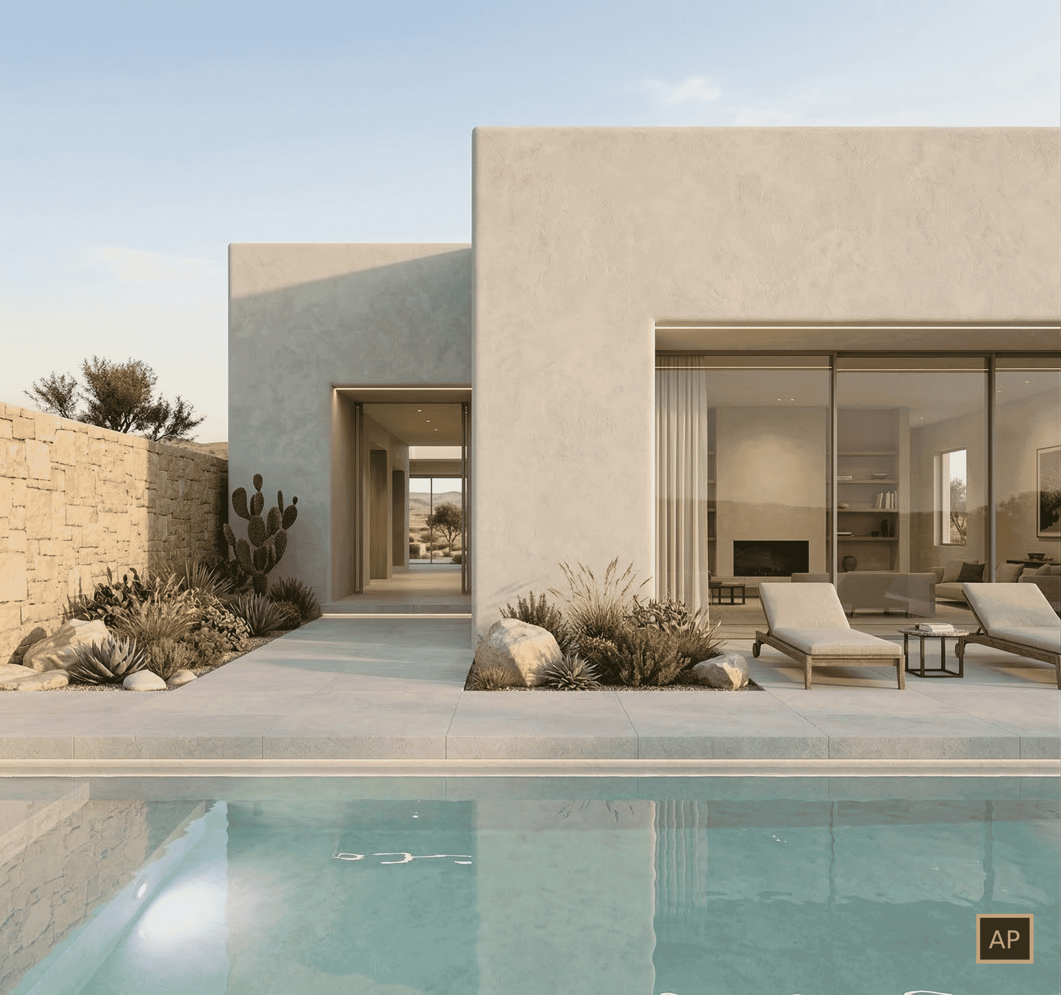 Architektur Rendering modernes Wohnhaus minimalistisches Design